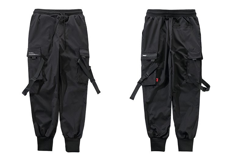 2020 Hip Hop Cargo Pants Pockets Men Streetwear Harajuku Joggers Pants HipHop Swag Ribbion Harem Pants Fashion Casual Trousers