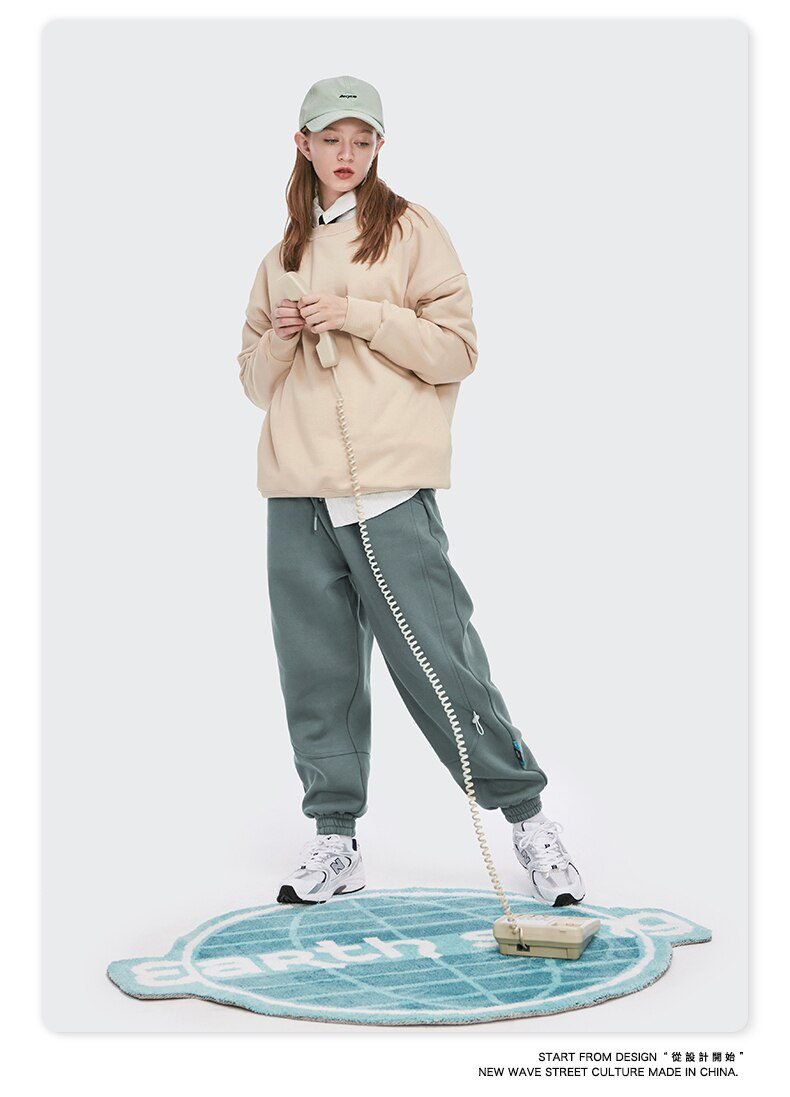 INFLATION Fleece Loose Fit Men Sweatpant In Pure Color 2020 Winter Elastic Waist Sweatpant Streetwear Men Outdoor Pants 3206W