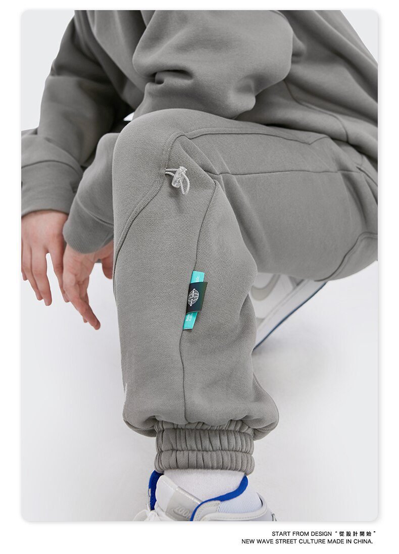 INFLATION Fleece Loose Fit Men Sweatpant In Pure Color 2020 Winter Elastic Waist Sweatpant Streetwear Men Outdoor Pants 3206W