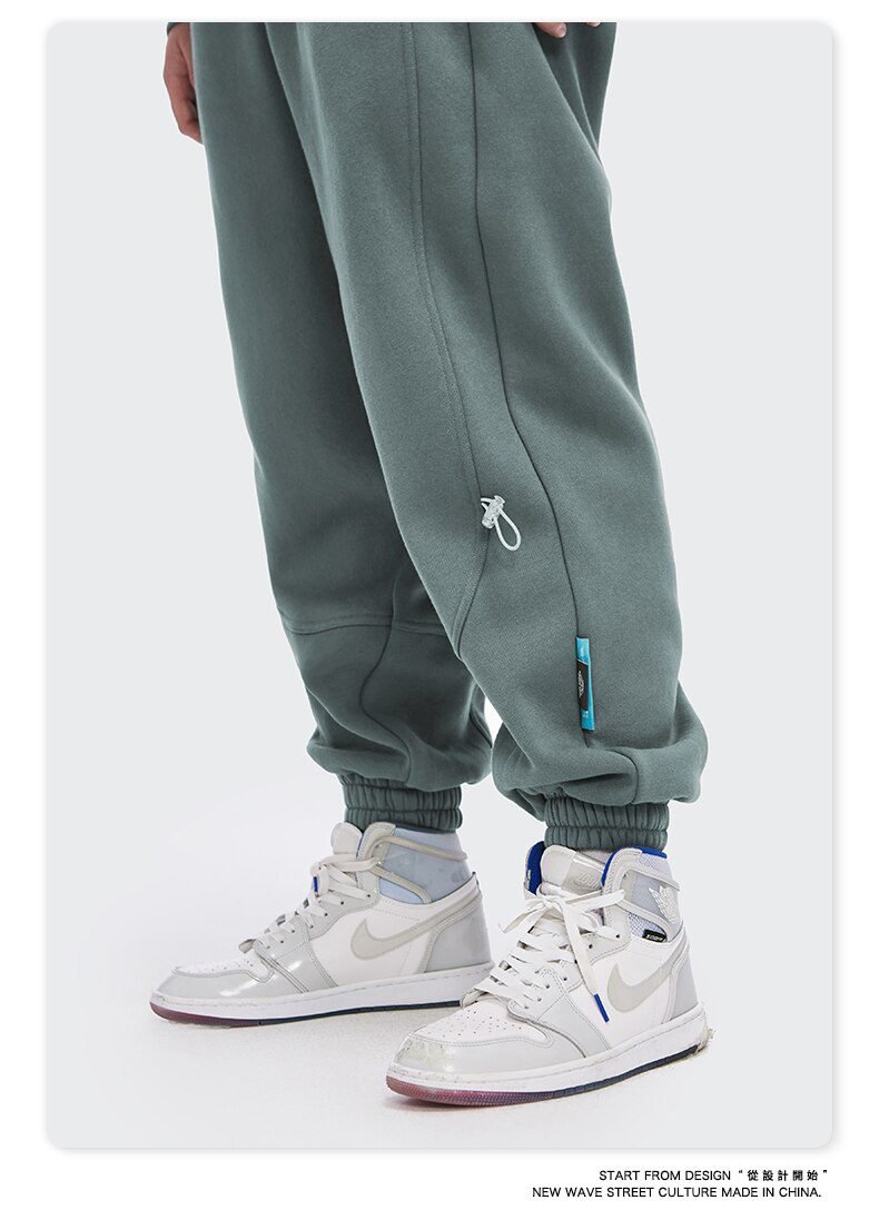 INFLATION Fleece Loose Fit Men Sweatpant In Pure Color 2020 Winter Elastic Waist Sweatpant Streetwear Men Outdoor Pants 3206W