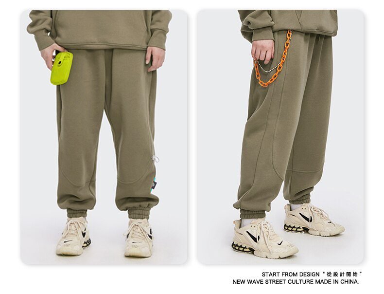 INFLATION Fleece Loose Fit Men Sweatpant In Pure Color 2020 Winter Elastic Waist Sweatpant Streetwear Men Outdoor Pants 3206W