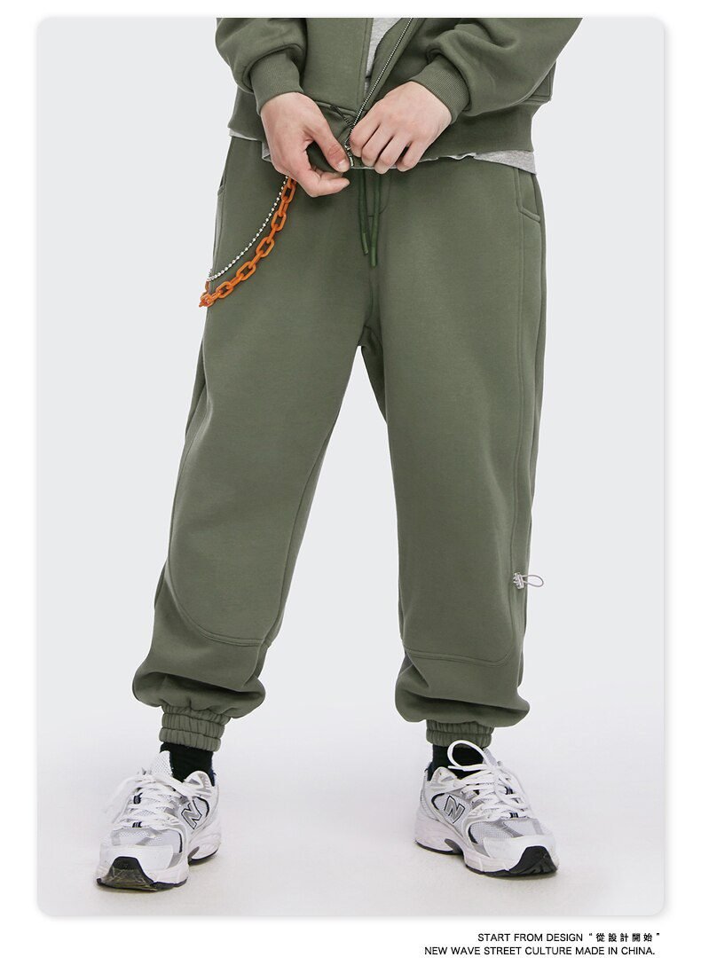 INFLATION Fleece Loose Fit Men Sweatpant In Pure Color 2020 Winter Elastic Waist Sweatpant Streetwear Men Outdoor Pants 3206W