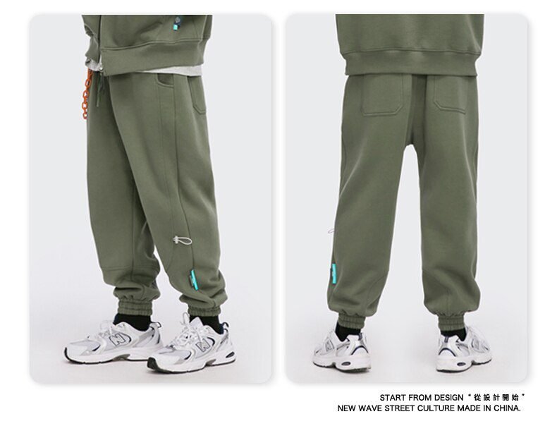 INFLATION Fleece Loose Fit Men Sweatpant In Pure Color 2020 Winter Elastic Waist Sweatpant Streetwear Men Outdoor Pants 3206W