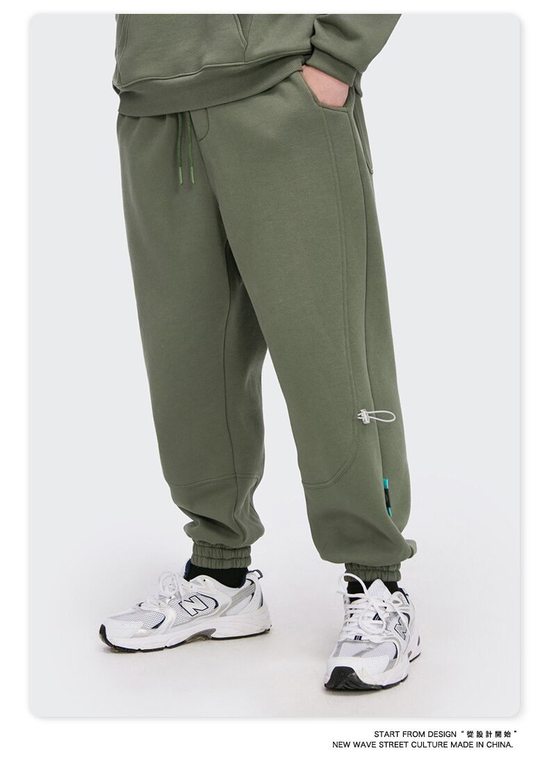 INFLATION Fleece Loose Fit Men Sweatpant In Pure Color 2020 Winter Elastic Waist Sweatpant Streetwear Men Outdoor Pants 3206W