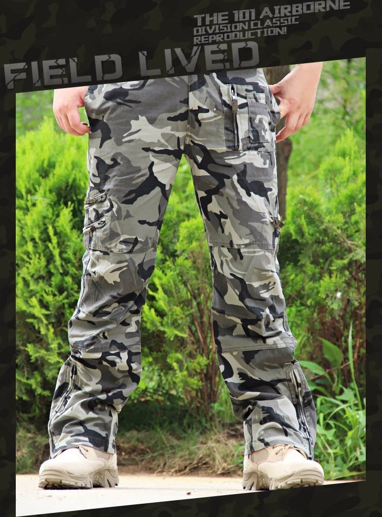 Men's Cargo Pants Army Military Style Tactical Pants Male Camo Jogger Plus Size Cotton Many Pocket Men Camouflage Black Trousers