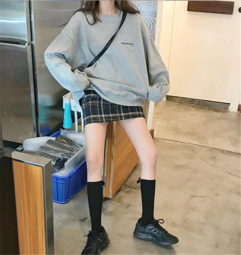 Jielur 2021 New Kpop Letter Hoody Fashion Korean Thin Chic Women's Sweatshirts Cool Navy Blue Gray Hoodies for Women M-XXL