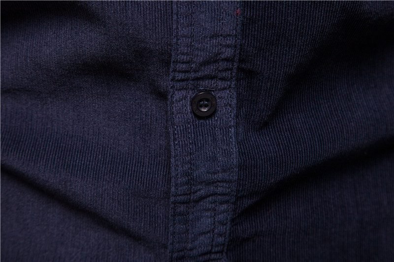 2020 New Single Breasted 100% Cotton Men's Shirt Business Casual Fashion Solid Color Corduroy Men Shirts Autumn Slim Shirt Men