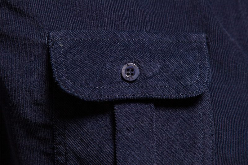 2020 New Single Breasted 100% Cotton Men's Shirt Business Casual Fashion Solid Color Corduroy Men Shirts Autumn Slim Shirt Men