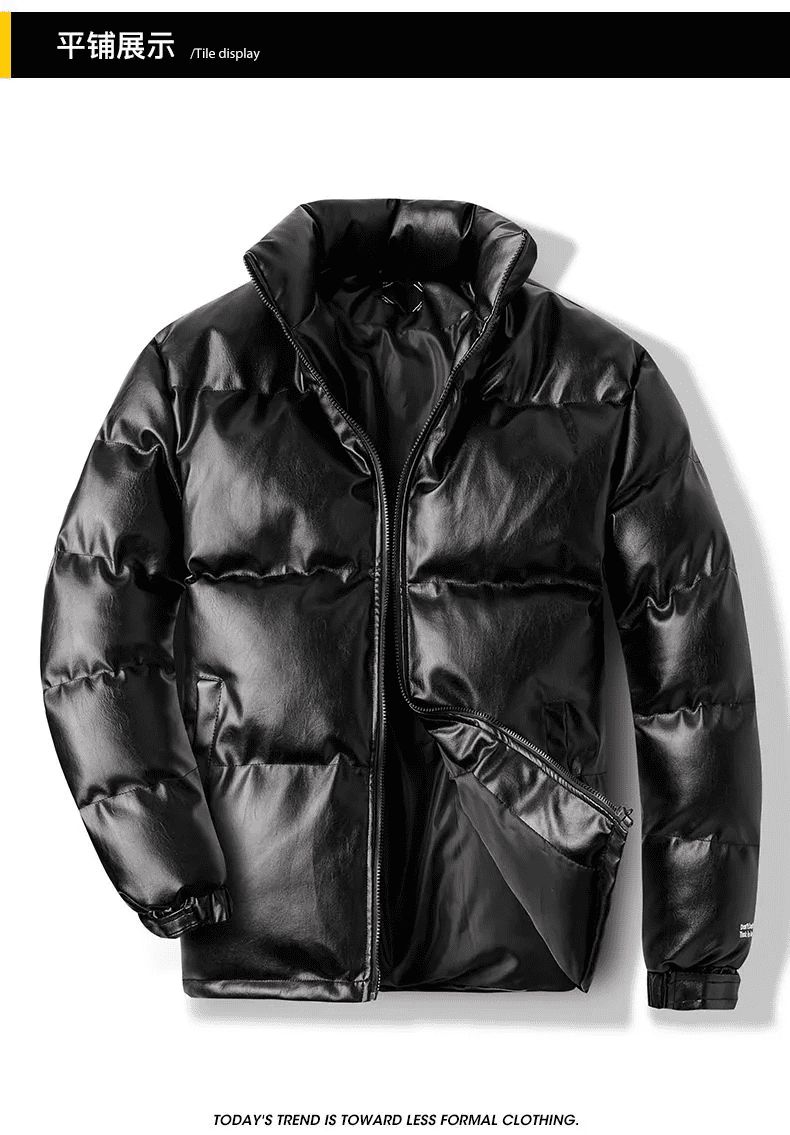 2020 Woodvoice Winter Jacket Men Casual Wear Padded Warm coat male PU Leather thicken Coat Man's Windproof Fashion Black coat