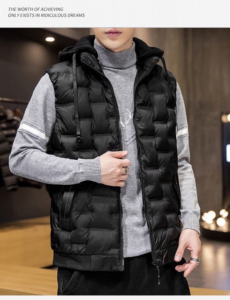 Crocodile brand 2020 Hot-selling New Mens Winter Vest Down Vest Men Casual Waistcoat Sleeveless Jackets Men Hooded Vest