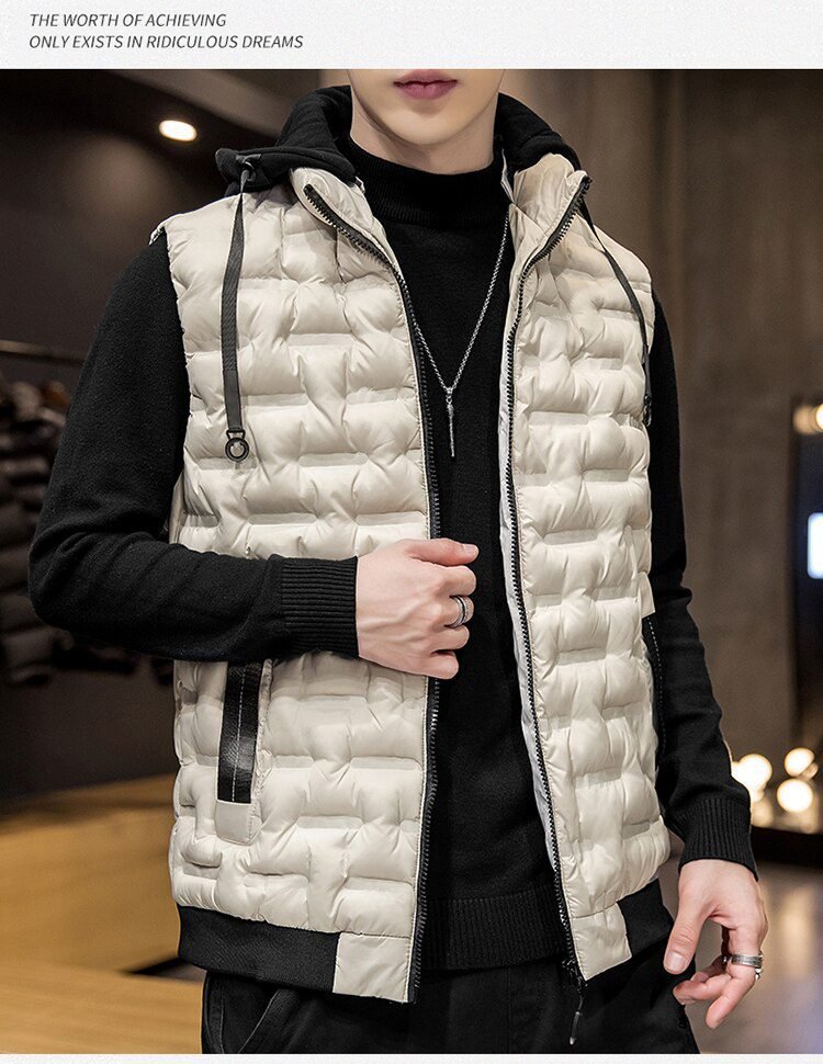 Crocodile brand 2020 Hot-selling New Mens Winter Vest Down Vest Men Casual Waistcoat Sleeveless Jackets Men Hooded Vest