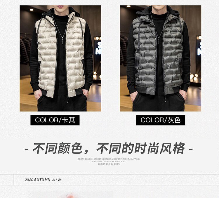 Crocodile brand 2020 Hot-selling New Mens Winter Vest Down Vest Men Casual Waistcoat Sleeveless Jackets Men Hooded Vest