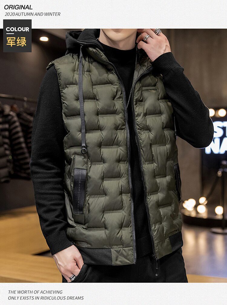 Crocodile brand 2020 Hot-selling New Mens Winter Vest Down Vest Men Casual Waistcoat Sleeveless Jackets Men Hooded Vest