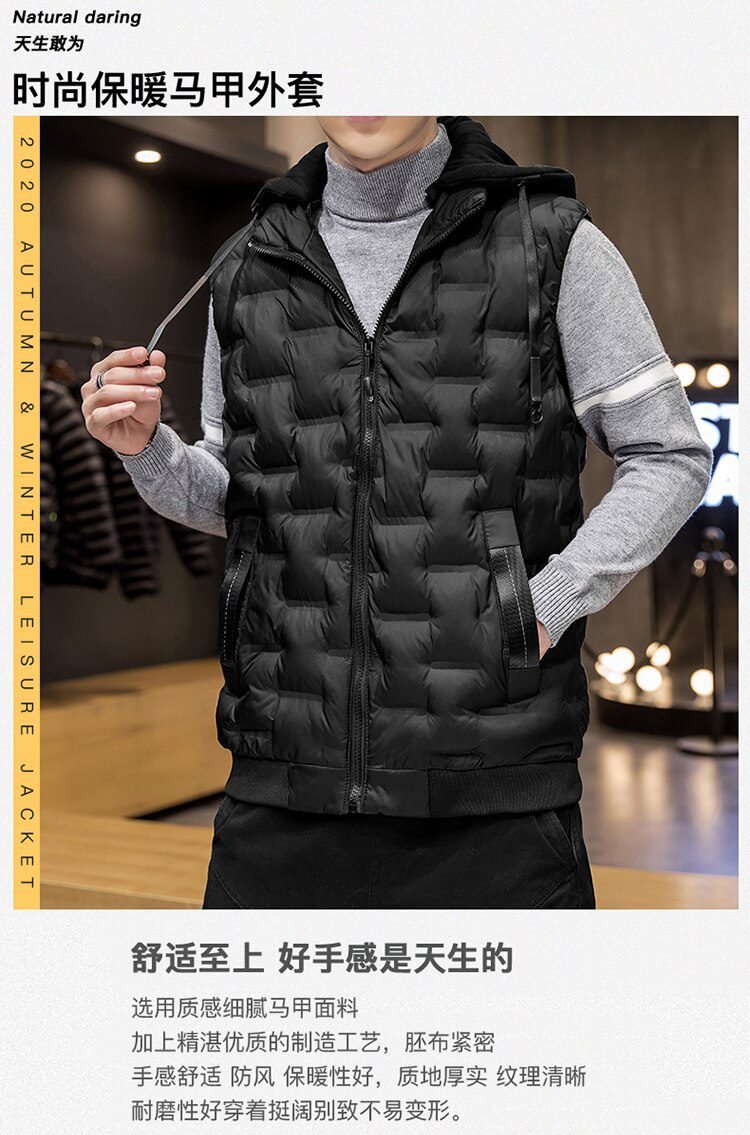 Crocodile brand 2020 Hot-selling New Mens Winter Vest Down Vest Men Casual Waistcoat Sleeveless Jackets Men Hooded Vest