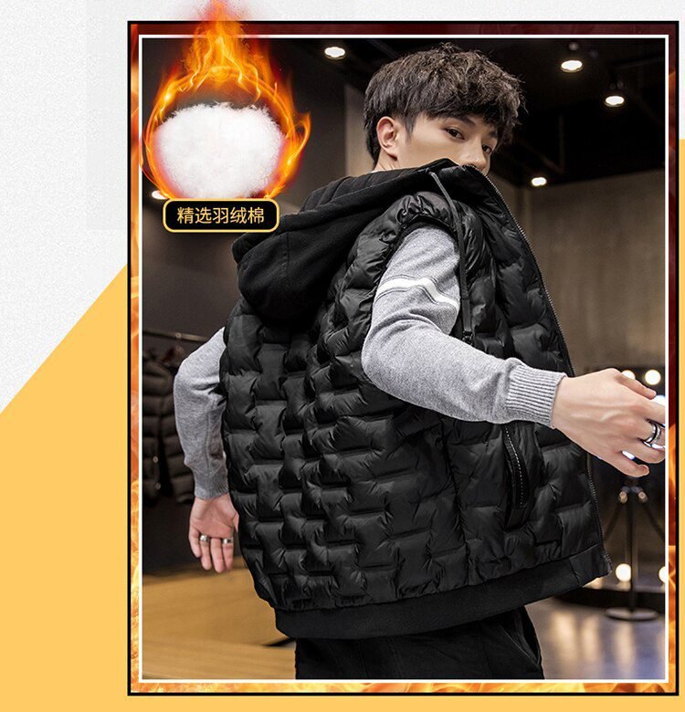 Crocodile brand 2020 Hot-selling New Mens Winter Vest Down Vest Men Casual Waistcoat Sleeveless Jackets Men Hooded Vest