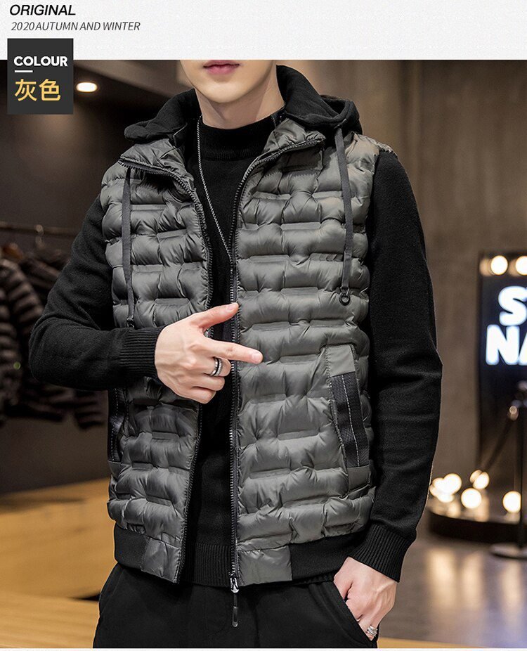 Crocodile brand 2020 Hot-selling New Mens Winter Vest Down Vest Men Casual Waistcoat Sleeveless Jackets Men Hooded Vest