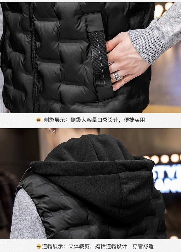 Crocodile brand 2020 Hot-selling New Mens Winter Vest Down Vest Men Casual Waistcoat Sleeveless Jackets Men Hooded Vest