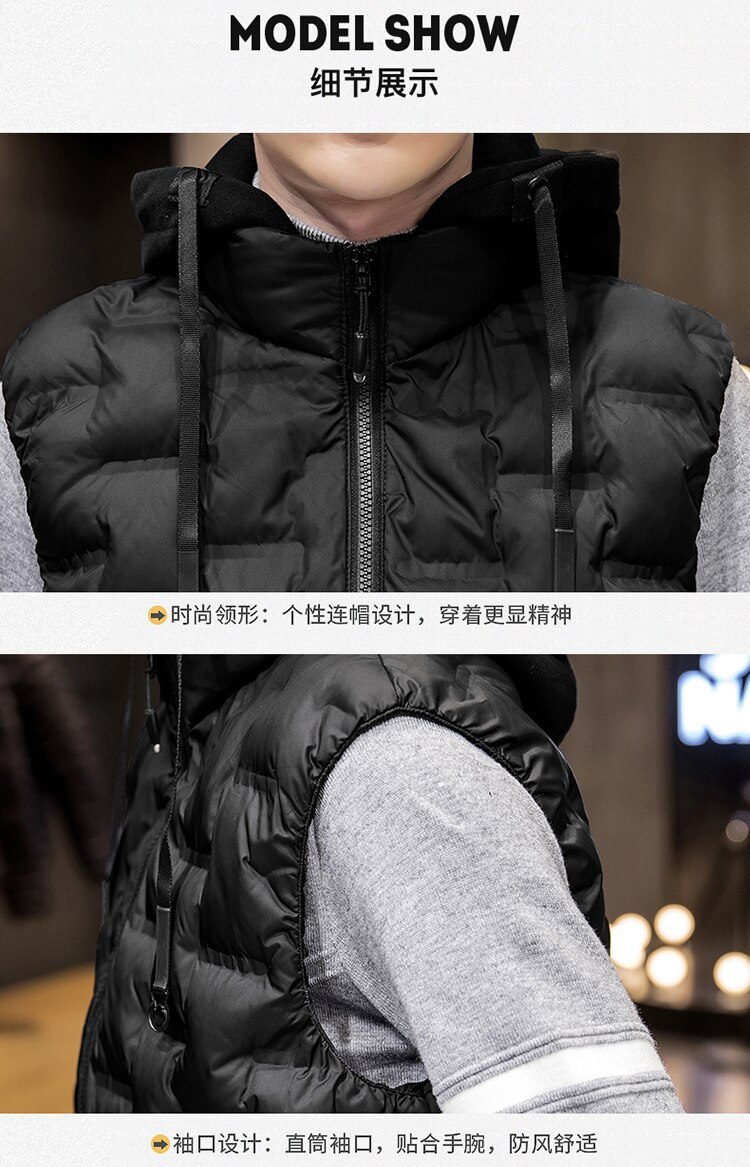Crocodile brand 2020 Hot-selling New Mens Winter Vest Down Vest Men Casual Waistcoat Sleeveless Jackets Men Hooded Vest