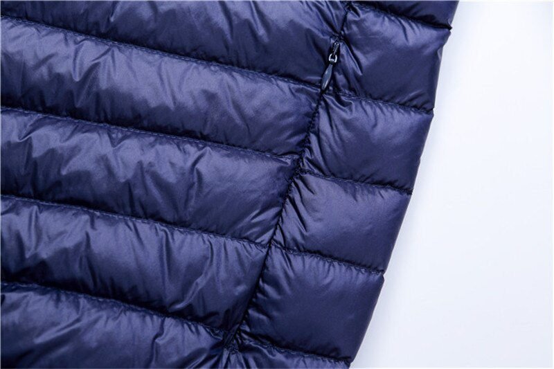 Autumn Winter Down Jacket Men Casual Stand Collar Ultra Light Parka Coat Portable Outwear Windproof White Duck Down Jacket 6XL