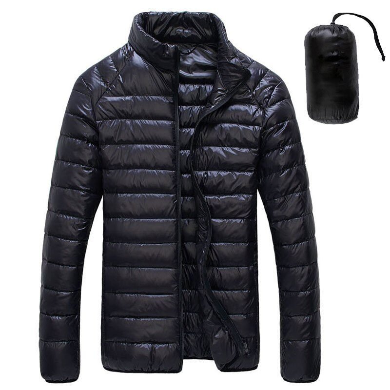 Autumn Winter Down Jacket Men Casual Stand Collar Ultra Light Parka Coat Portable Outwear Windproof White Duck Down Jacket 6XL