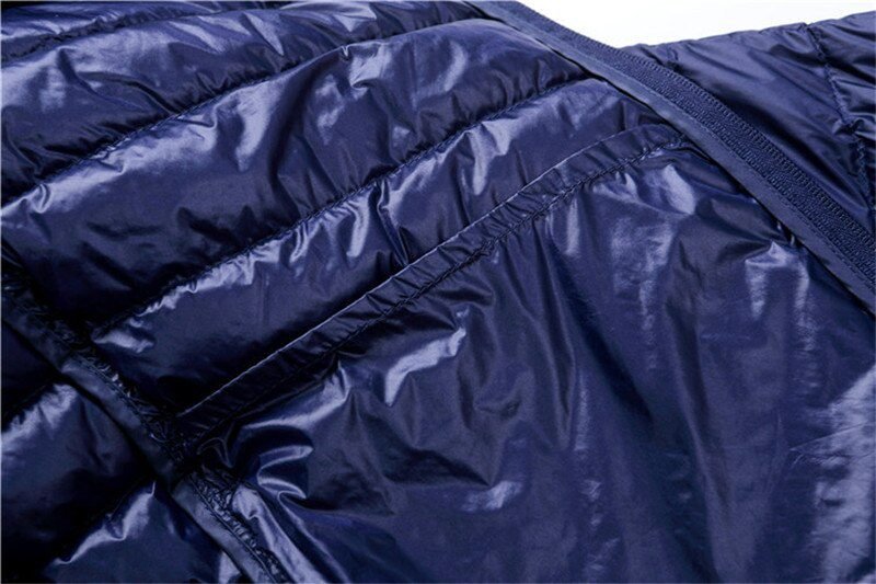 Autumn Winter Down Jacket Men Casual Stand Collar Ultra Light Parka Coat Portable Outwear Windproof White Duck Down Jacket 6XL