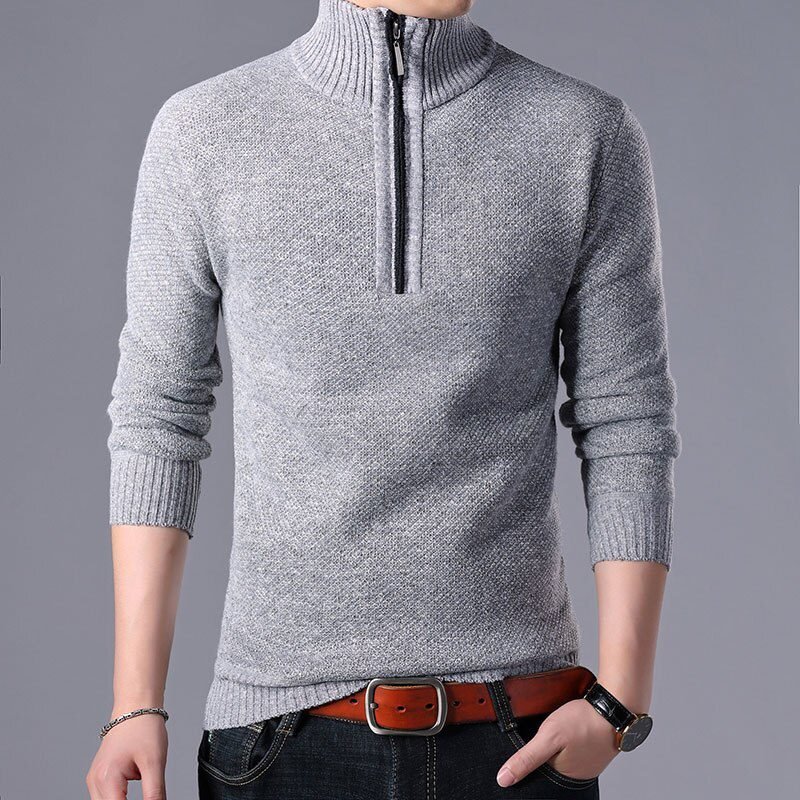 2021 New Autumn Winter Jacket Men Warm Cashmere Casual Wool Zipper Slim Fit Fleece Jacket Men Coat Dress Knitwear Male