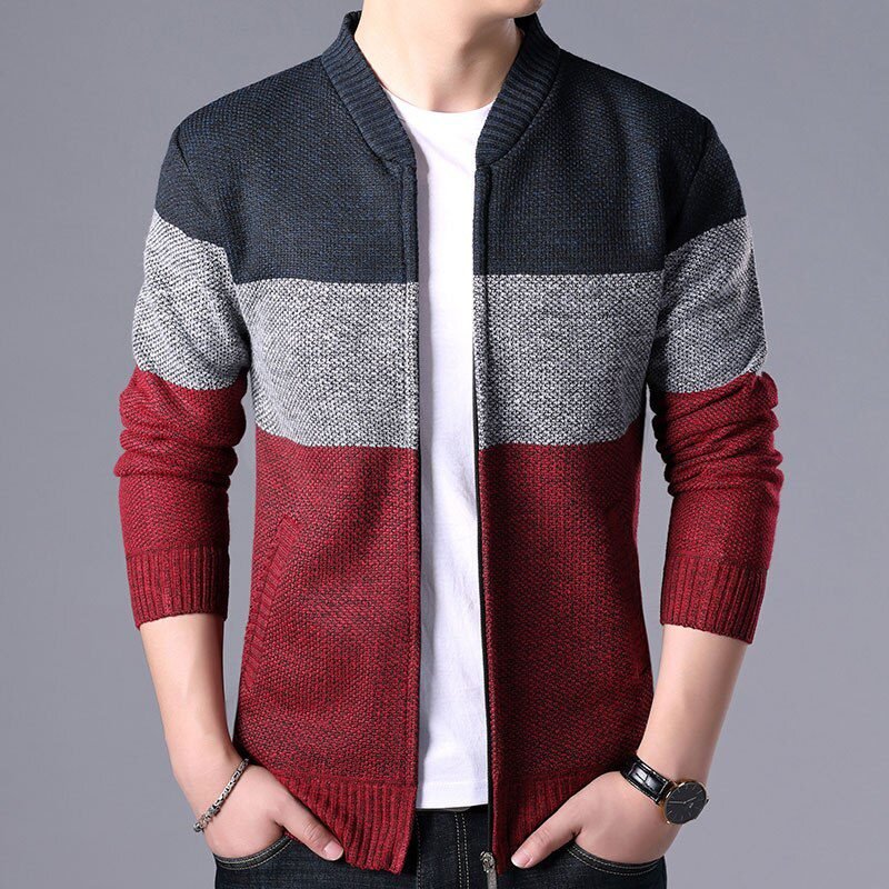 2021 New Autumn Winter Jacket Men Warm Cashmere Casual Wool Zipper Slim Fit Fleece Jacket Men Coat Dress Knitwear Male