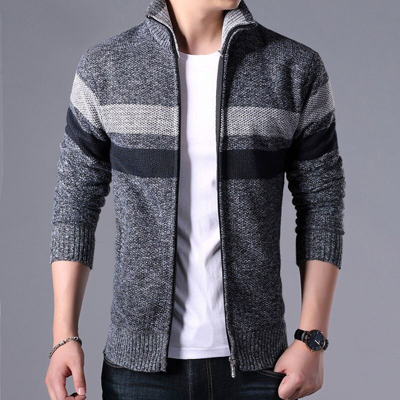 2021 New Autumn Winter Jacket Men Warm Cashmere Casual Wool Zipper Slim Fit Fleece Jacket Men Coat Dress Knitwear Male