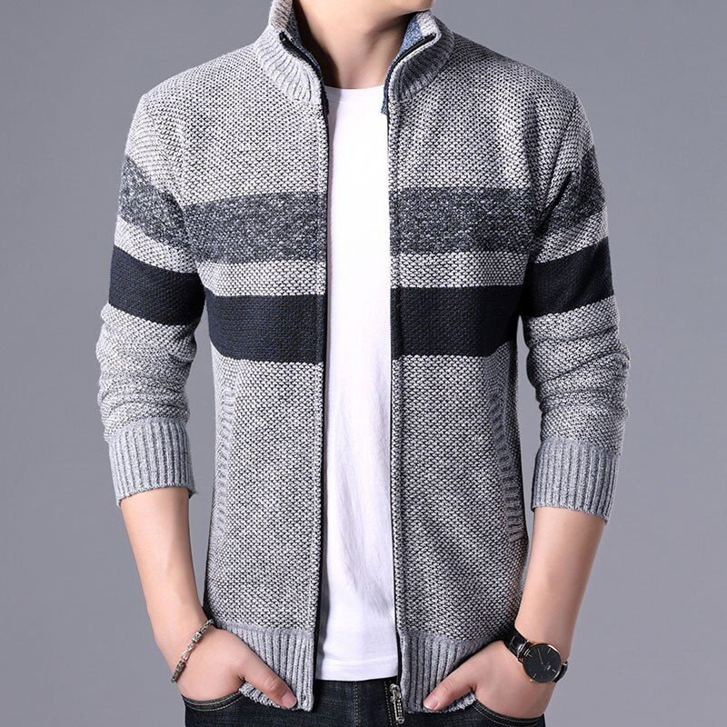 2021 New Autumn Winter Jacket Men Warm Cashmere Casual Wool Zipper Slim Fit Fleece Jacket Men Coat Dress Knitwear Male