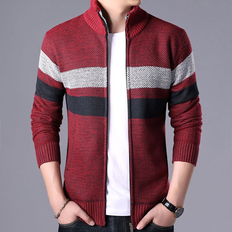 2021 New Autumn Winter Jacket Men Warm Cashmere Casual Wool Zipper Slim Fit Fleece Jacket Men Coat Dress Knitwear Male