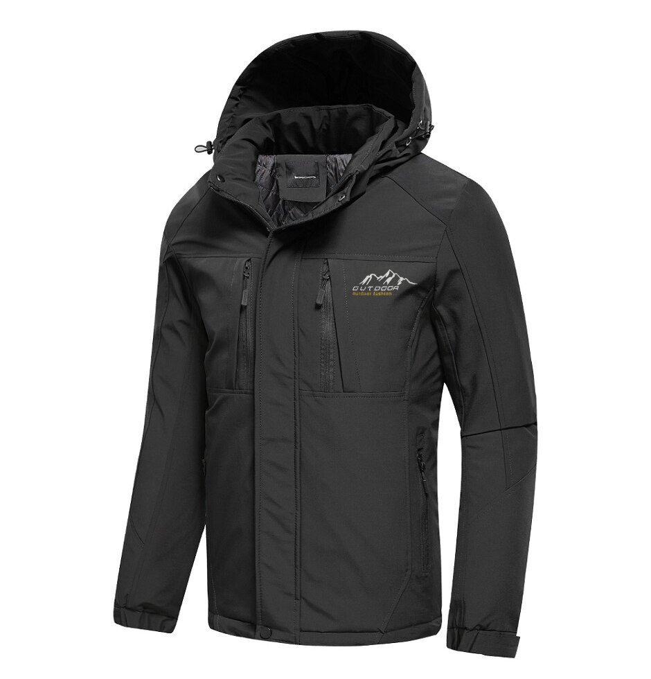 Oiata Men 2021 Spring New Brand Outdoor Vintage Thick Jacket Coat Men Autumn Fashion Patchwork Waterproof Pockets Hat Jackets