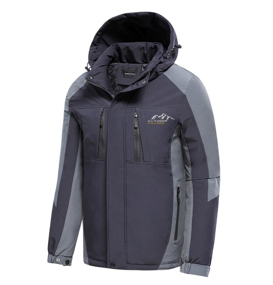 Oiata Men 2021 Spring New Brand Outdoor Vintage Thick Jacket Coat Men Autumn Fashion Patchwork Waterproof Pockets Hat Jackets