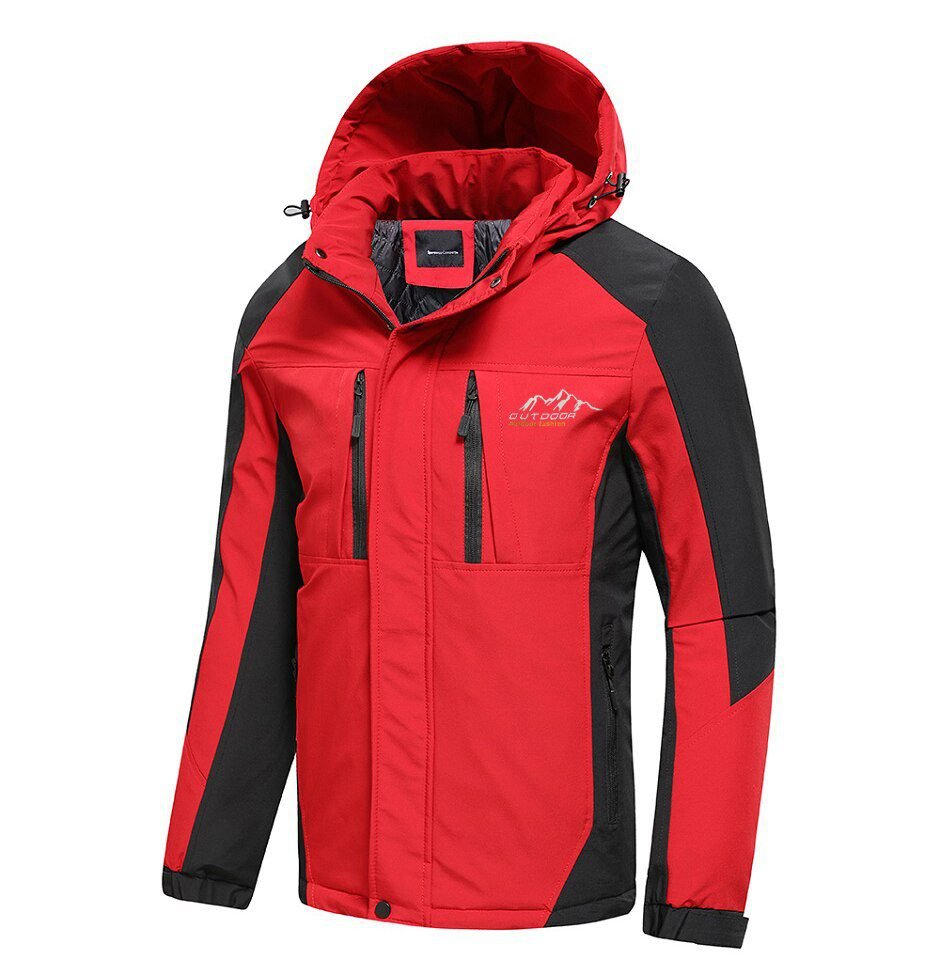 Oiata Men 2021 Spring New Brand Outdoor Vintage Thick Jacket Coat Men Autumn Fashion Patchwork Waterproof Pockets Hat Jackets