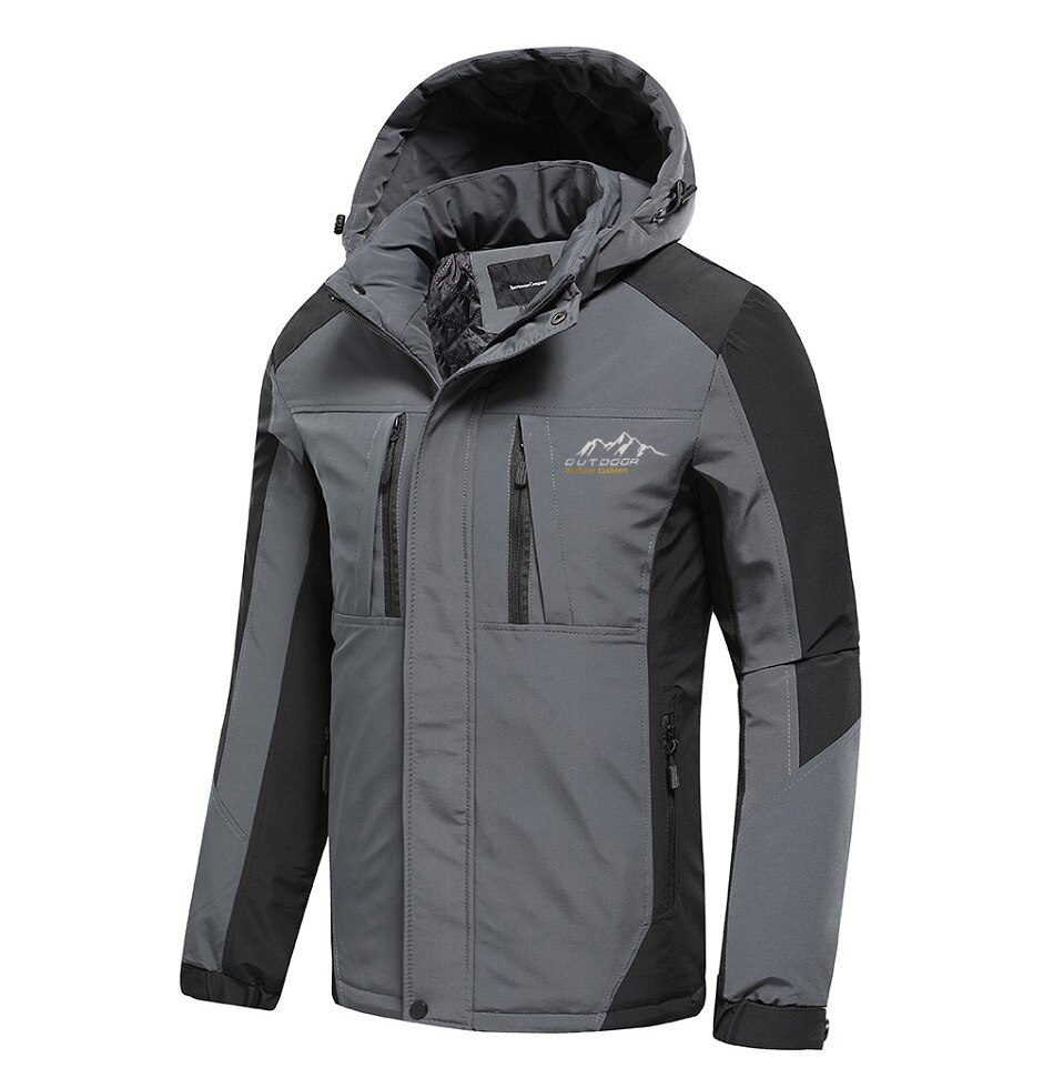 Oiata Men 2021 Spring New Brand Outdoor Vintage Thick Jacket Coat Men Autumn Fashion Patchwork Waterproof Pockets Hat Jackets