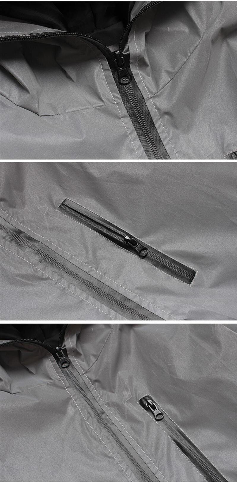 Plus Size 4XL Men Spring Autumn full reflective Windbreaker waterproof Jacket male High street hip hop Loose Hooded Coats