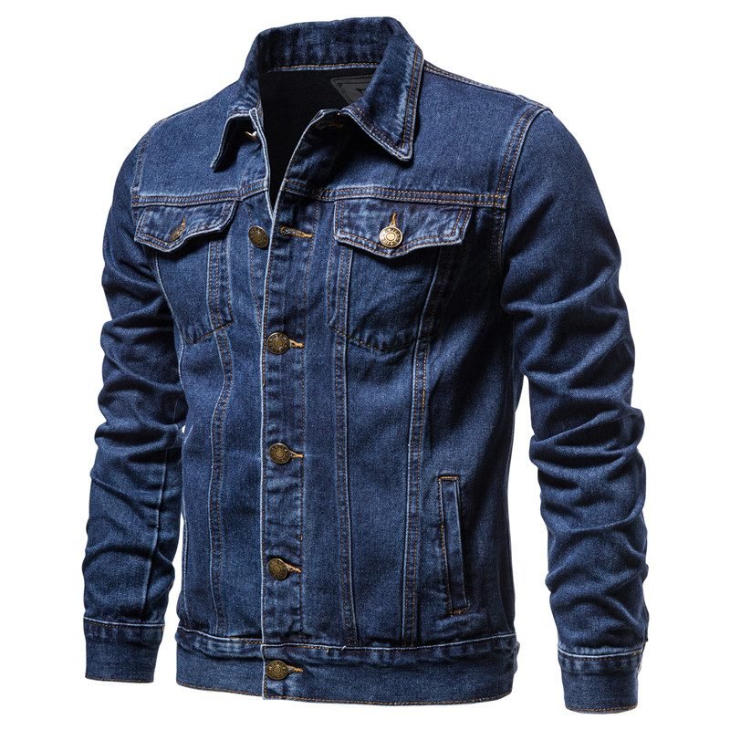 New 2020 Cotton Denim Jacket Men Casual Solid Color Lapel Single Breasted Jeans Jacket Men Autumn Slim Fit Quality Mens Jackets