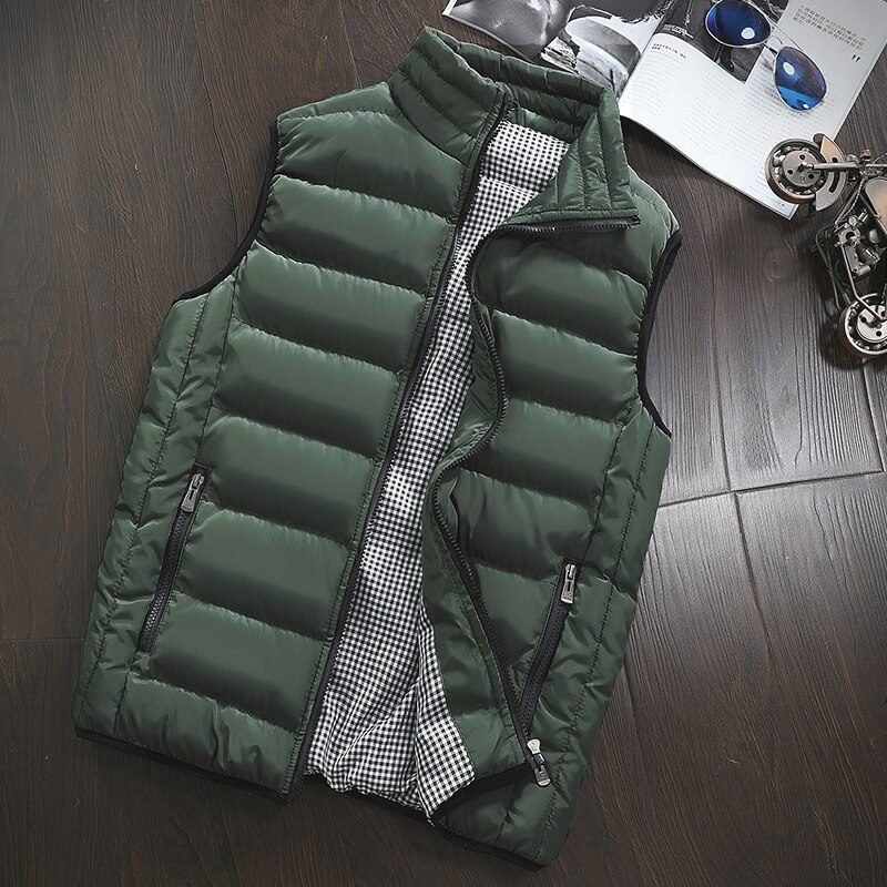 Mens Jacket Sleeveless Vest Winter Fashion Casual Slim Coats Brand Clothing Cotton-Padded Men's Vest Men Waistcoat Big Size 666