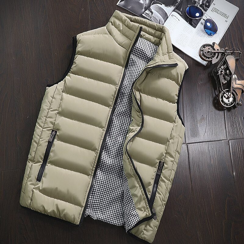 Mens Jacket Sleeveless Vest Winter Fashion Casual Slim Coats Brand Clothing Cotton-Padded Men's Vest Men Waistcoat Big Size 666