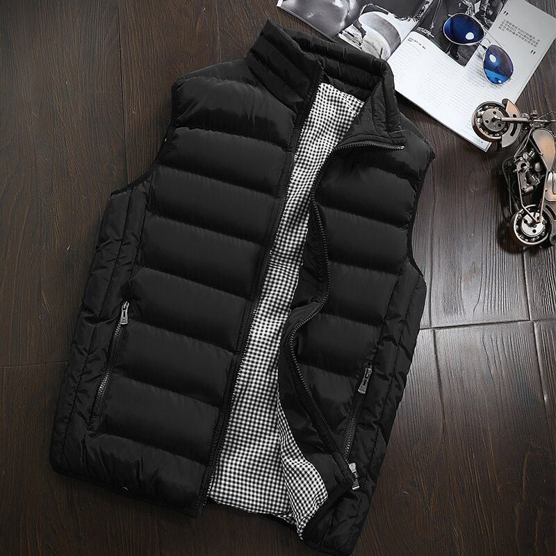 Mens Jacket Sleeveless Vest Winter Fashion Casual Slim Coats Brand Clothing Cotton-Padded Men's Vest Men Waistcoat Big Size 666