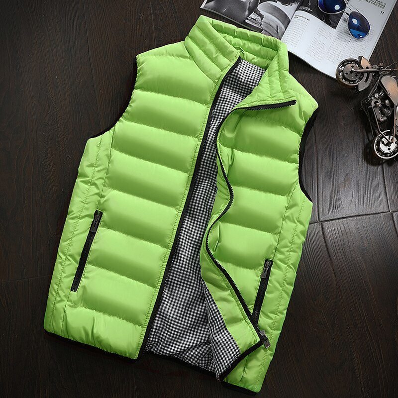 Mens Jacket Sleeveless Vest Winter Fashion Casual Slim Coats Brand Clothing Cotton-Padded Men's Vest Men Waistcoat Big Size 666
