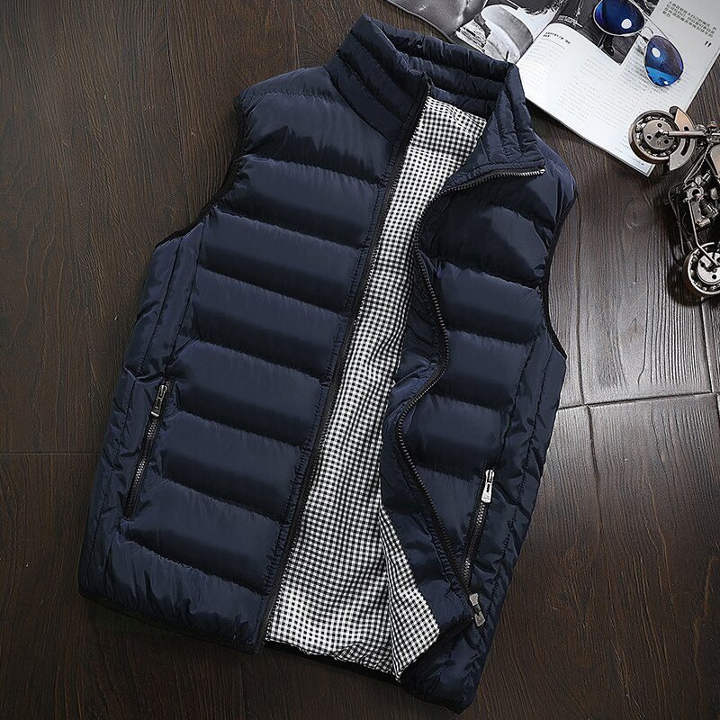 Mens Jacket Sleeveless Vest Winter Fashion Casual Slim Coats Brand Clothing Cotton-Padded Men's Vest Men Waistcoat Big Size 666