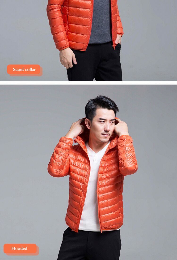 Men's All-Season Ultra Lightweight Packable Down Jacket Water and Wind-Resistant Breathable Coat Big Size Men Hoodies Jackets