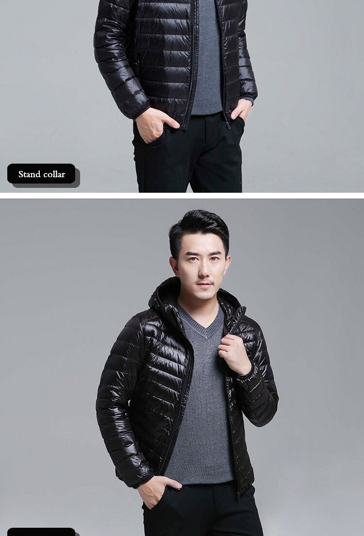 Men's All-Season Ultra Lightweight Packable Down Jacket Water and Wind-Resistant Breathable Coat Big Size Men Hoodies Jackets