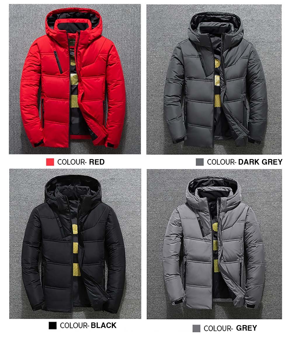 Winter Warm Men Jacket Coat Casual Autumn Stand Collar Puffer Thick Hat White Duck Parka Male Men's Winter Down Jacket With Hood
