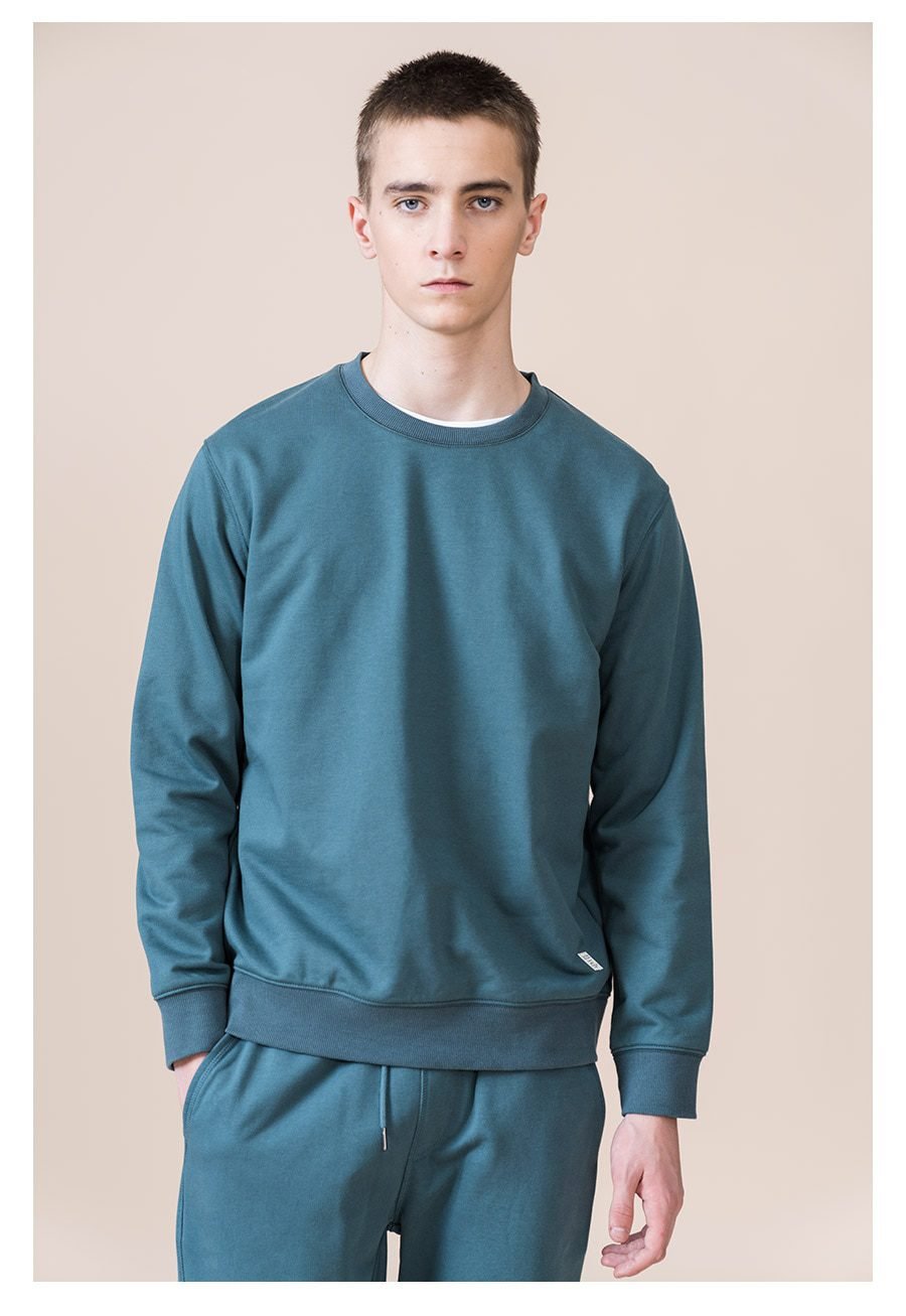 SIMWOOD 2021 Spring New Hoodies Men Casual Minimalist Sweatshirt O-Neck Embroidery Logo Plus Size Basic Pullover SI980547