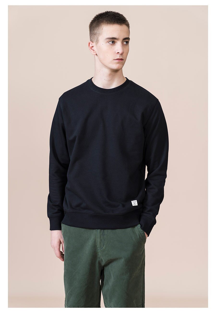 SIMWOOD 2021 Spring New Hoodies Men Casual Minimalist Sweatshirt O-Neck Embroidery Logo Plus Size Basic Pullover SI980547