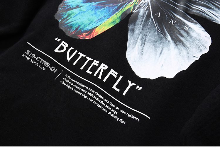 2020 Men Hip Hop Sweatshirt Hoodie Color Butterfly Streetwear Harajuku Pullover Hoodie Cotton Fleece Winter Autumn Black Hoodie