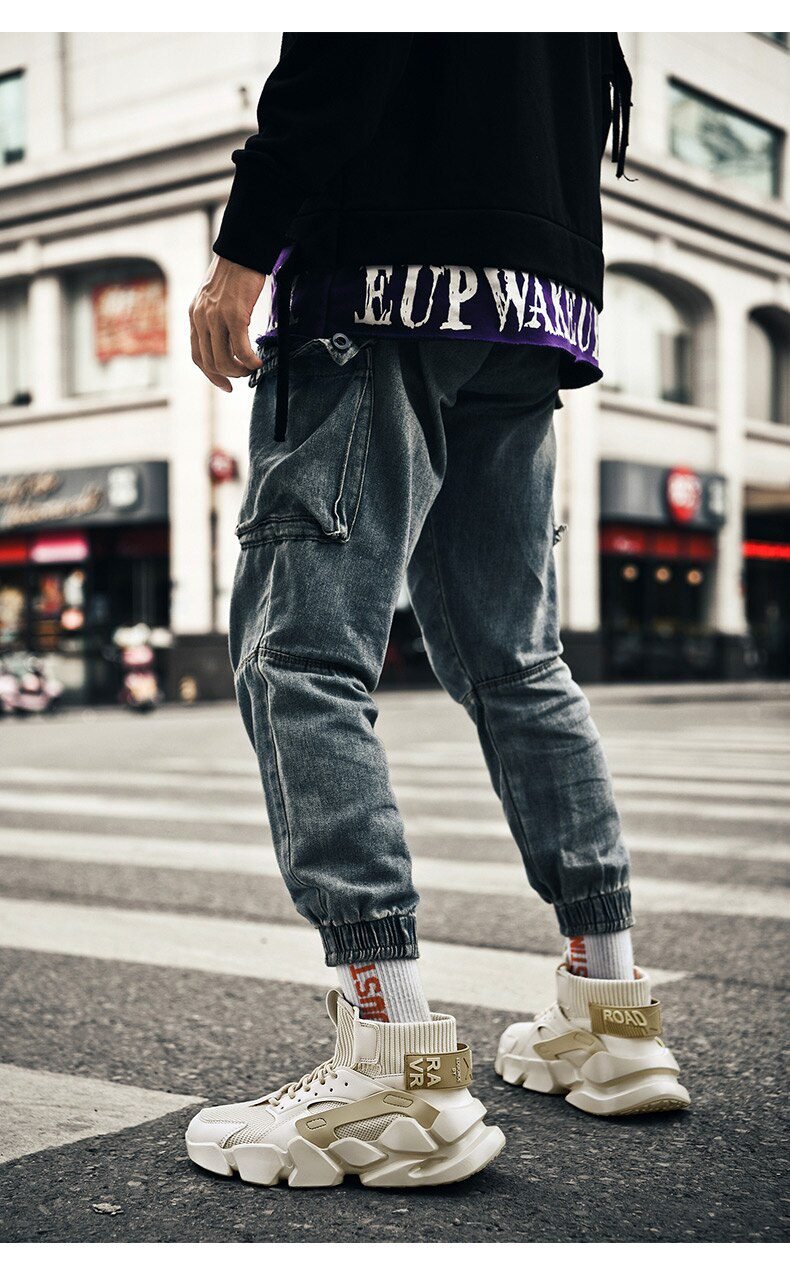 Chunky High-top Men's Sneakers Heighten Fashion Men Casual Shoes Autumn 2020 New Plus Size White Sneakers Damping Tennis Shoes