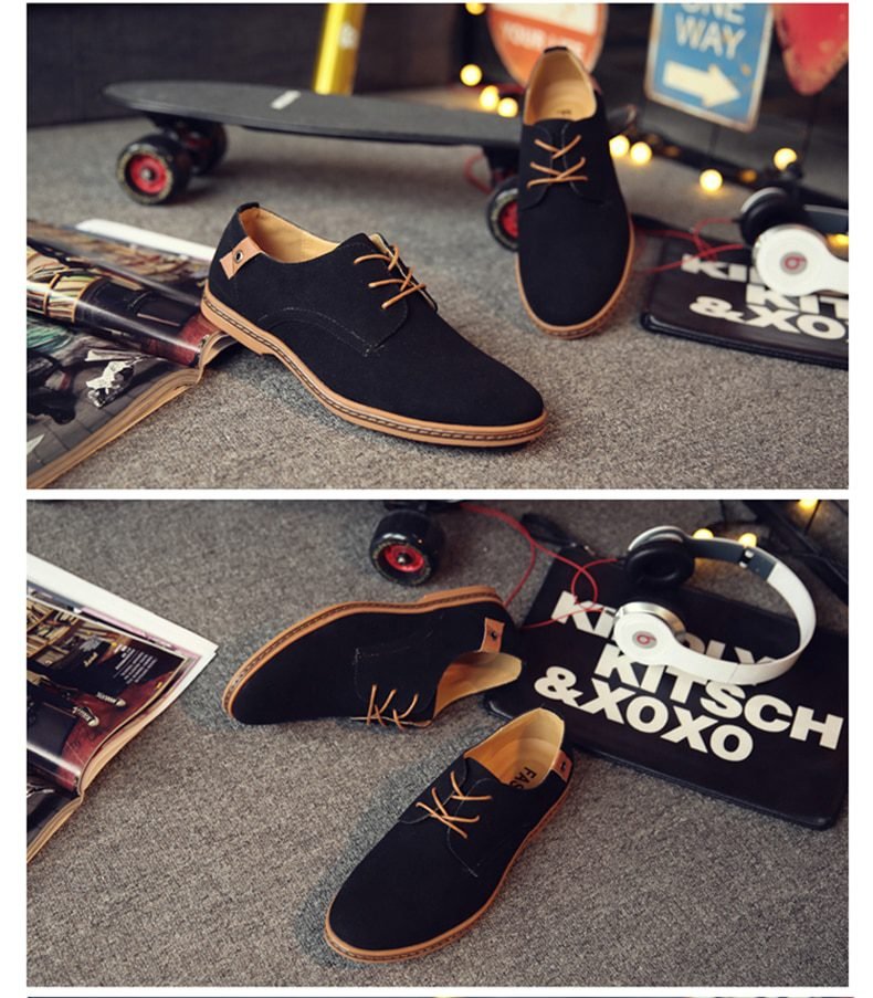 2020 Spring Suede Leather Men Shoes Oxford Casual Shoes Classic Sneakers Comfortable Footwear Dress Shoes Large Size Flats