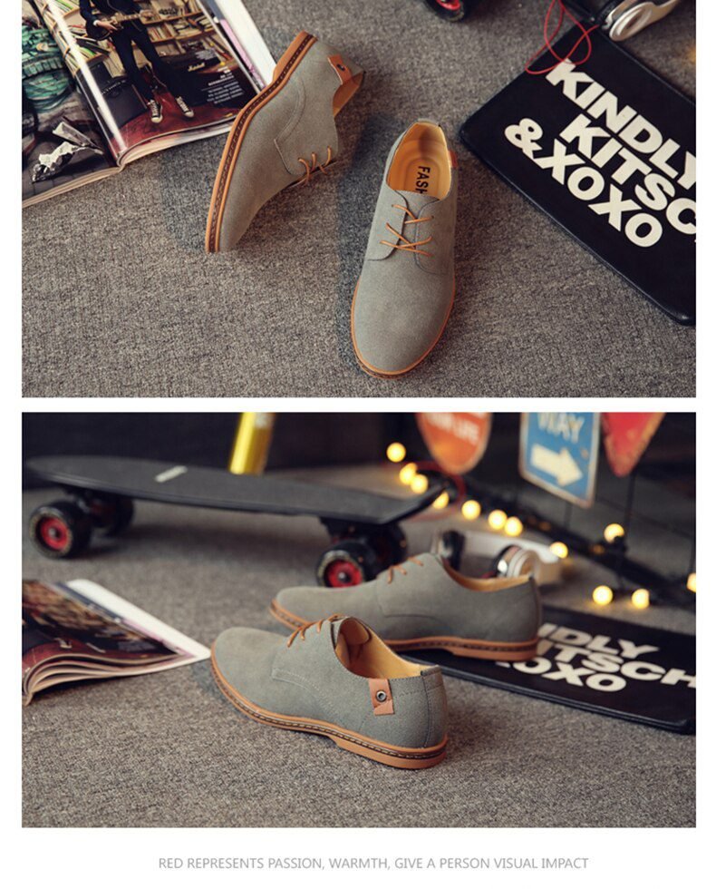 2020 Spring Suede Leather Men Shoes Oxford Casual Shoes Classic Sneakers Comfortable Footwear Dress Shoes Large Size Flats